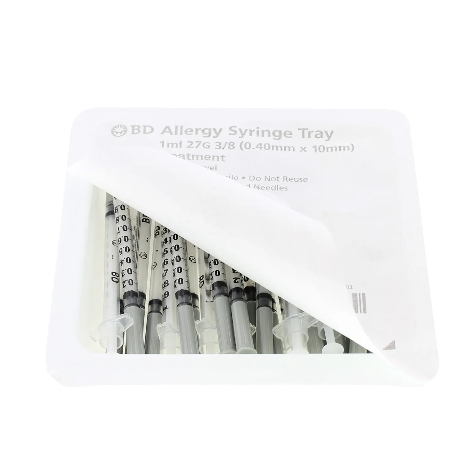BD PrecisionGlide™ Allergy Syringe Tray - 1cc Syringe w/27g x 3/8" - Tray/25